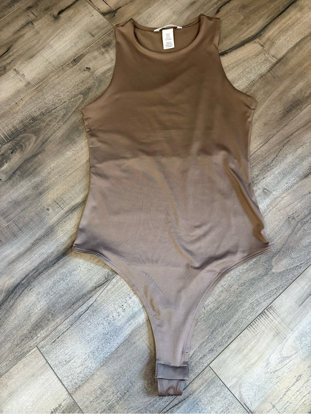 H&M Taupe Sleeveless High Neck Bodysuit
